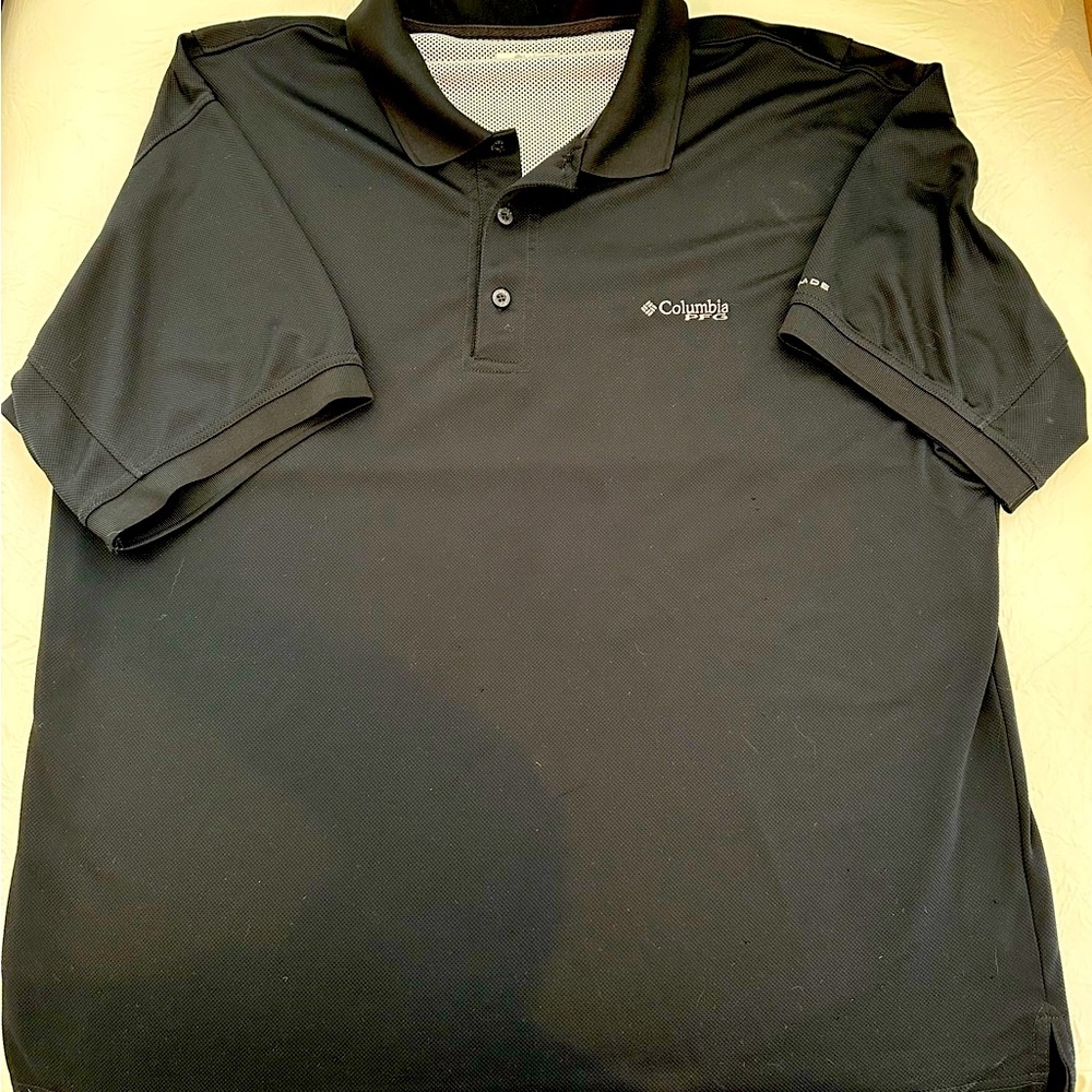 Columbia Shirt Mens XXL Black PFG Polo Vented Fishing Outdoors Hike Comfort